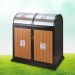 Thùng rác thép sơn giả gỗ 2 ngăn